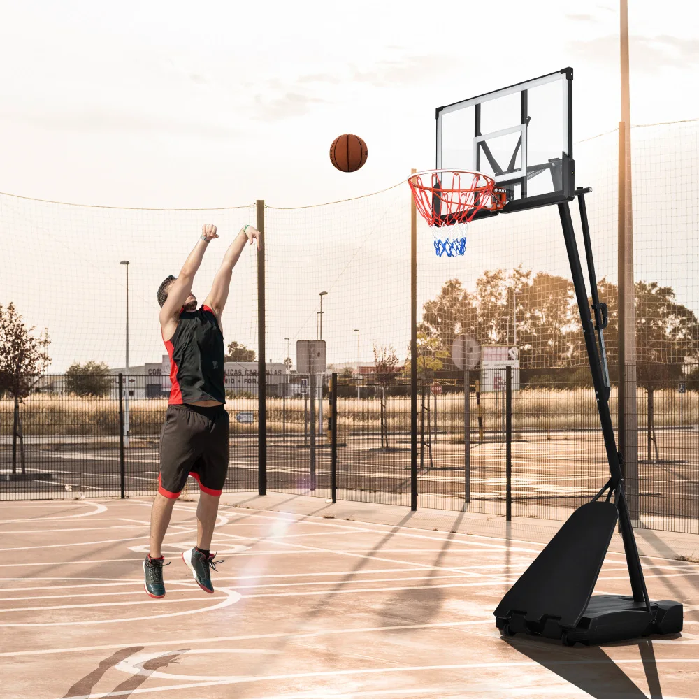 Portable Basketball Stand, 8-10ft Height Adjustable for Youth Adults LED Basketball Stand Light Basketball Hoop