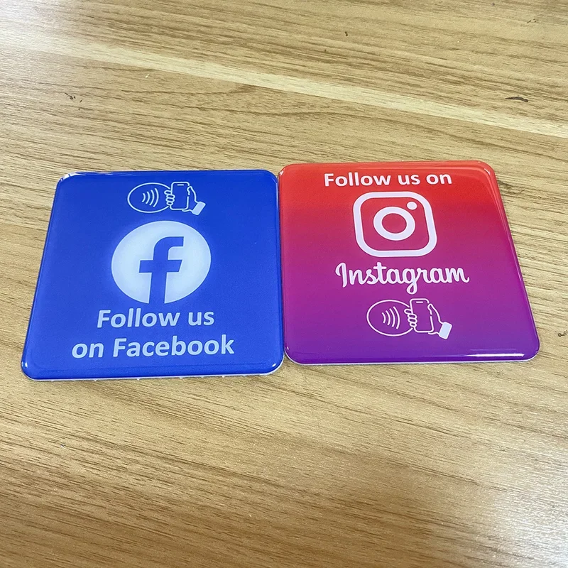 10cm Obtenha mais seguidores facilmente NFC Social Media Card Tap para siga-nos no adesivo do Instagram personalizado