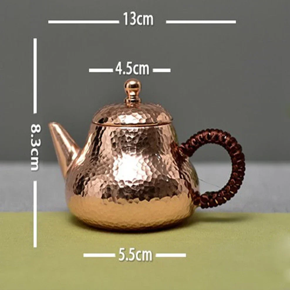 

200ML Small Pure Copper Teapot Retro Mini Bubble Tea Pot Pure Handmade Copper Kettle Handle Play Pot