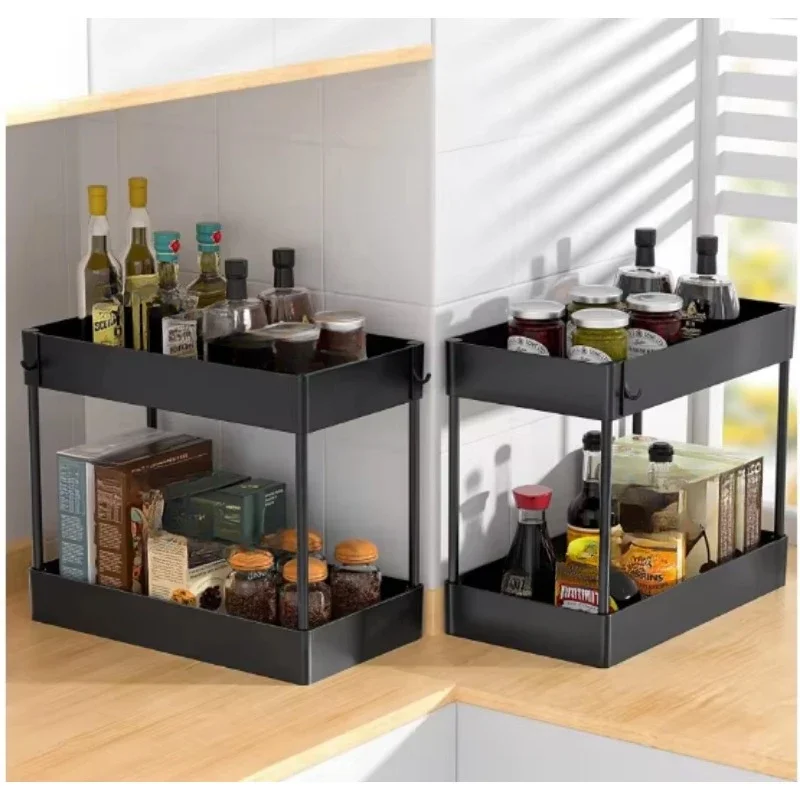 

Multifunctional 2-layer sink bottom organizer and storage kitchen storage rack