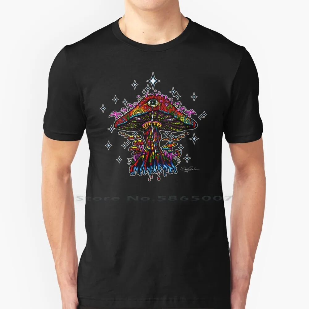 Eye Mushroom T Shirt 100% Cotton Trippy Mushroom Psychedelic Vibrant Colors Surreal Spiritual Mystical Psilocybin Acid Trip