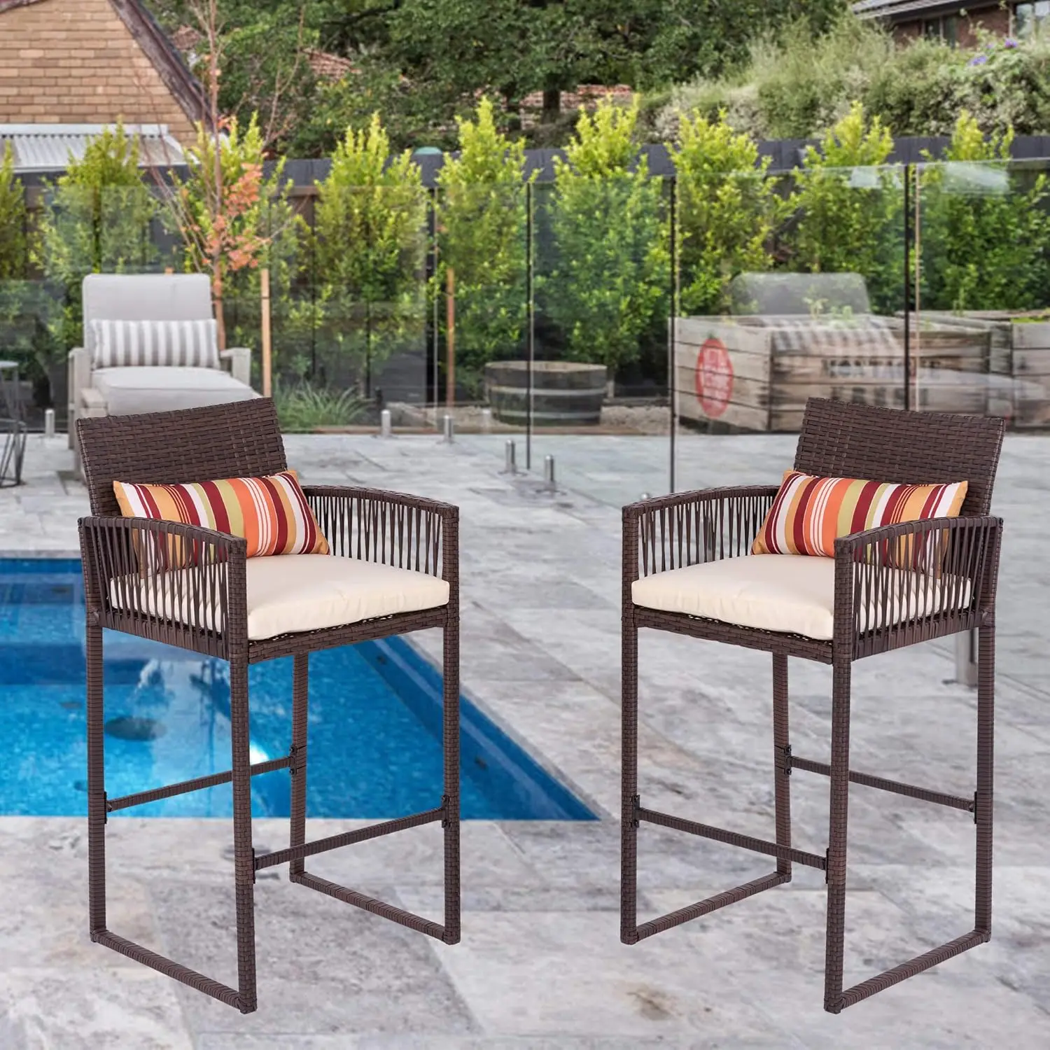 3 Piece Patio Bar Set, Bar Height Bistro Table Set for 2 People