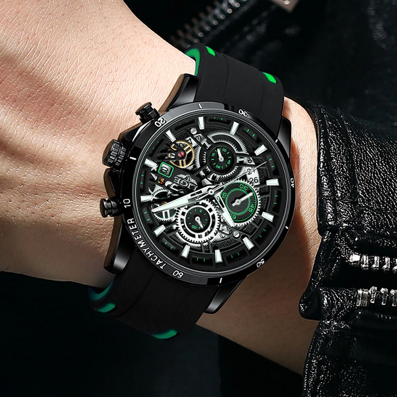 Imagem -05 - Lige Novo Relógio de Silicone Criativo Homens Casual Esporte Quartz Cronógrafo Relógios de Pulso para Homens Moda à Prova d Água Relógio Montre Homme