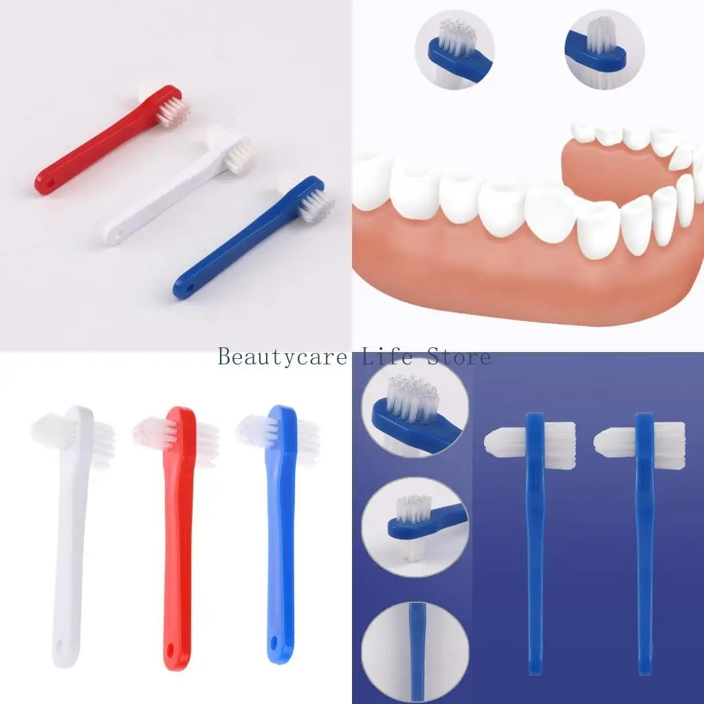 652C Denture Brush Gentle Cleaning For Dental Appliances Firm Hold Handle for Adults