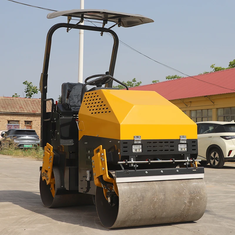 Mini rouleau de route de 1 tonne, compacteur vibrant pour le travail de tranchée d'aménagement paysager et la réparation de petites routes