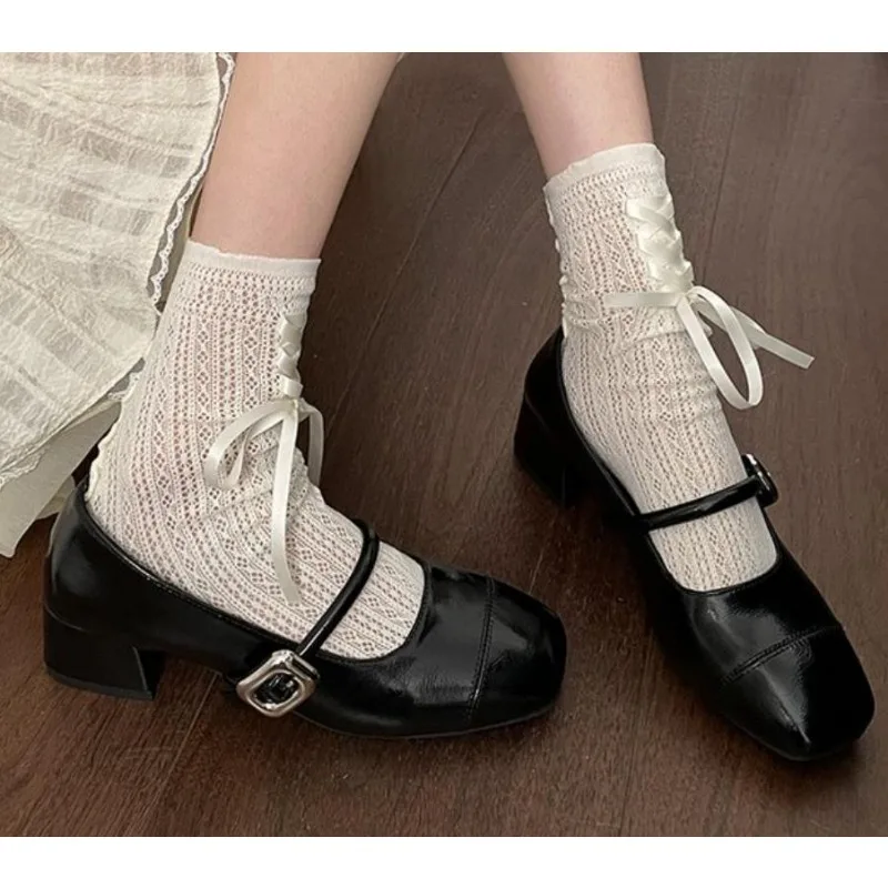 Ladies Summer New Fashion Square Toe Brand Design Women Mary Jane Shoes Elegant Square Heel Party Women High Heels Zapatos