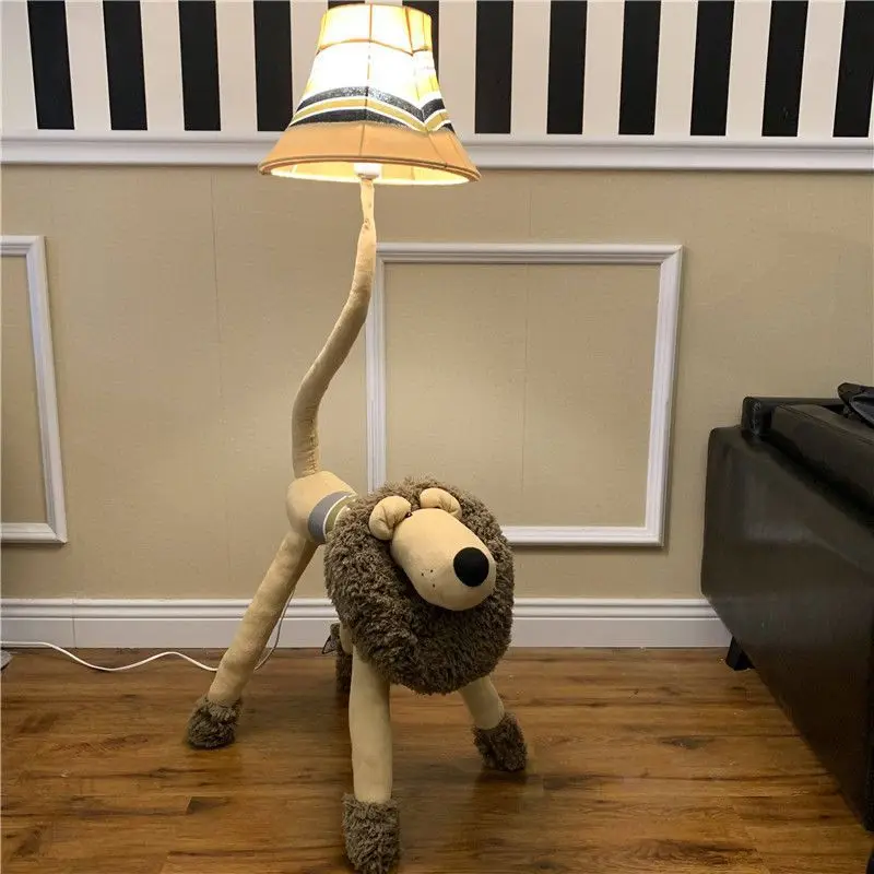Floor Stand Lamp Decoration Fabric Handmade Animal Lion Monkey Poodle Dog Sheep Antelope Kids Floor Light for living room