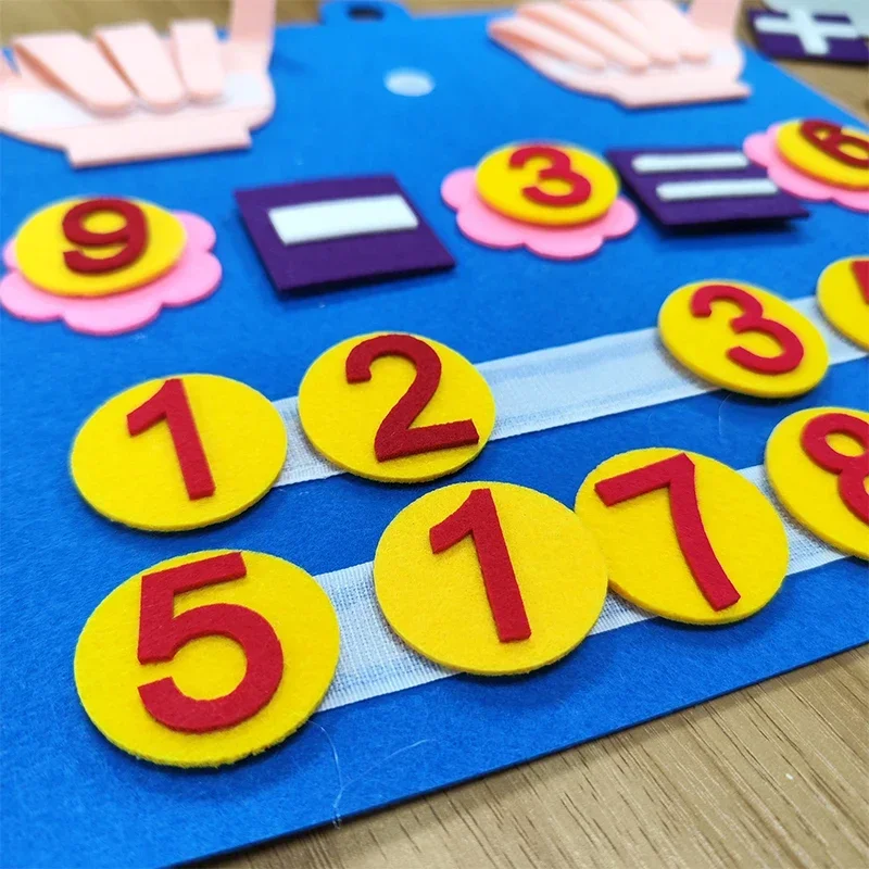 Material didáctico Montessori para niños, juguetes educativos para aprender matemáticas, material de fieltro, manualidades