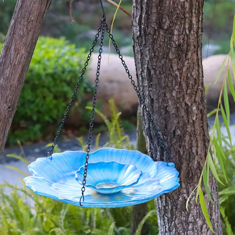 

Double Layer Hanging Bird Feeder Outdoor Bird Feeding Tool Flower Design Outdoor Parrot Hanging Feeder