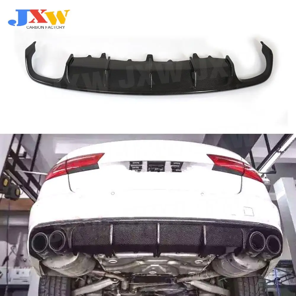 Carbon Fiber Rear Diffuser Lip Spoiler For Audi A6 Sline S6 C7 2013-2015 M style 4 Outlet Bumper Skid Plate Guard FRP