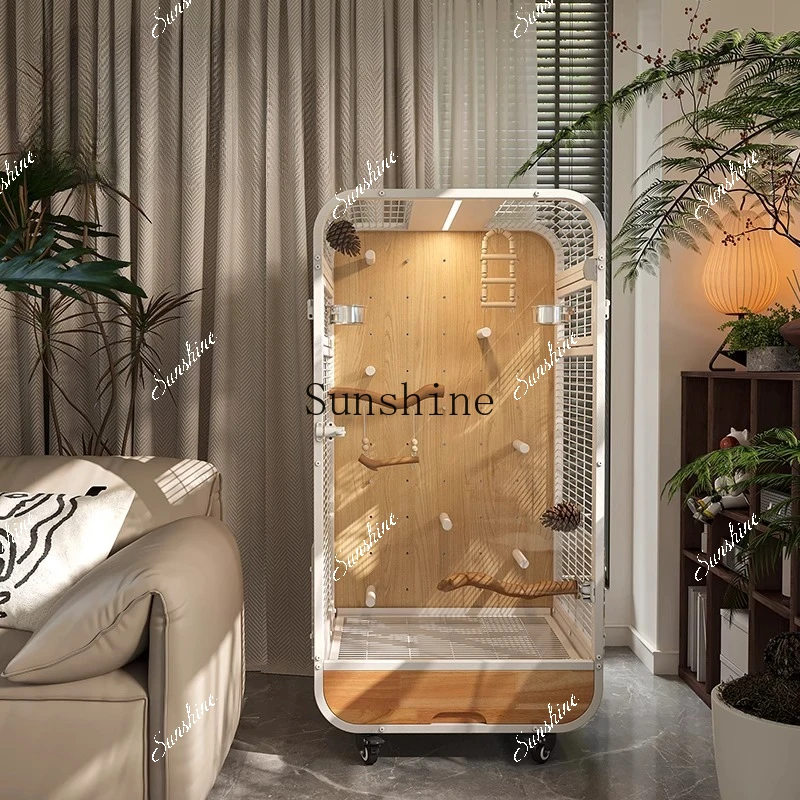 High-end birdcage villa panoramic luxury solid wood ecological cabinet gray machine DIY station pole  FT