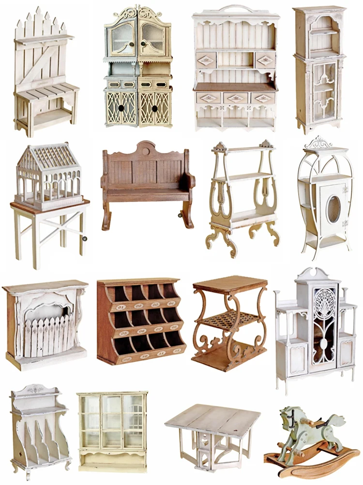 Miniaturie Dollhouse Furniture Retro Fireplace Screen Trojan Horse DIY Material Bag Blythe Cupboard New Diy Miniature Dollhouse