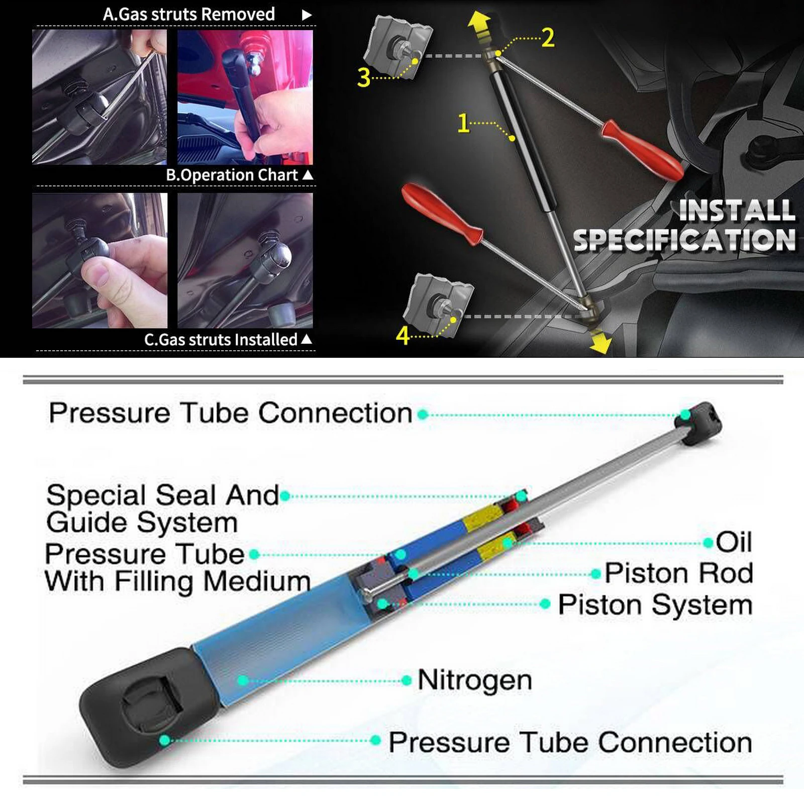 For Nissan Pathfinder R51 2005-2013 Tailgate Rear Boot Gas Struts Support