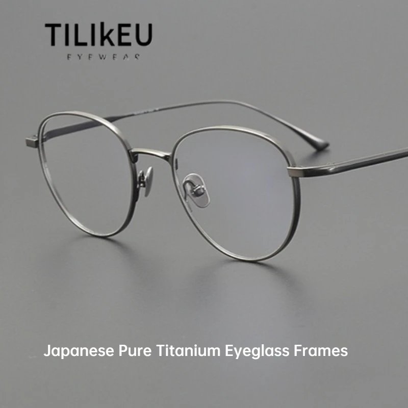 

Японская дизайнерская сверхлегкая овальная оправа для очков из чистого титана, женские очки с защитой от синего луча, оправа для очков по рецепту для мужчин