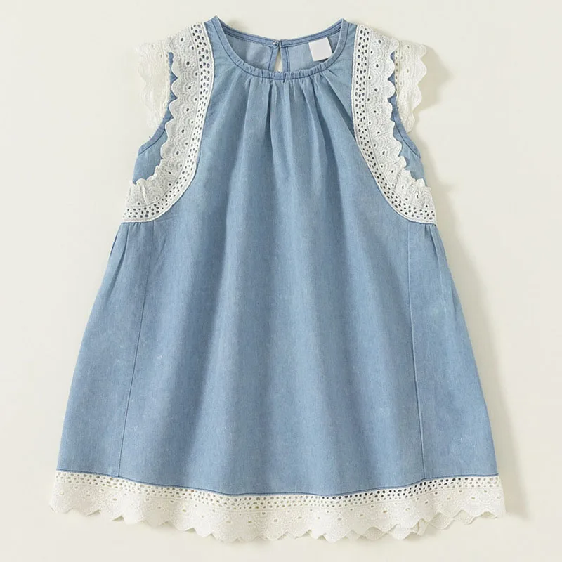 

Summer Children Clothes Girls Korean Fashion Sleeveless Denim Baby Luxury Dresses Boutique Kids Clothing Princess Dress B173
