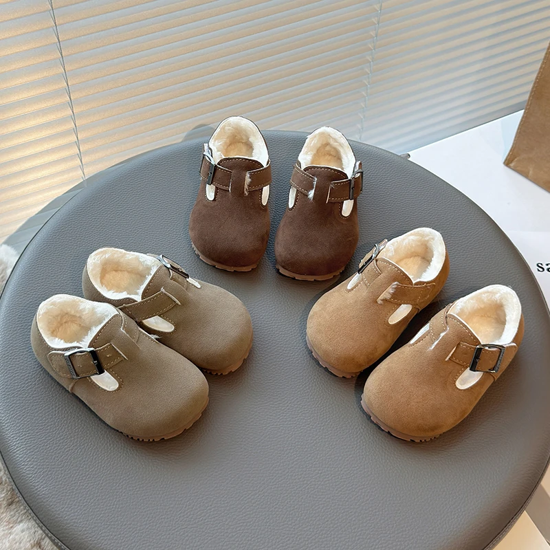 

Детская замшевая детская осенне-зимняя плюшевая повседневная обувь высокого качества и хит продаж, теплая хлопковая обувь для мальчиков и девочек