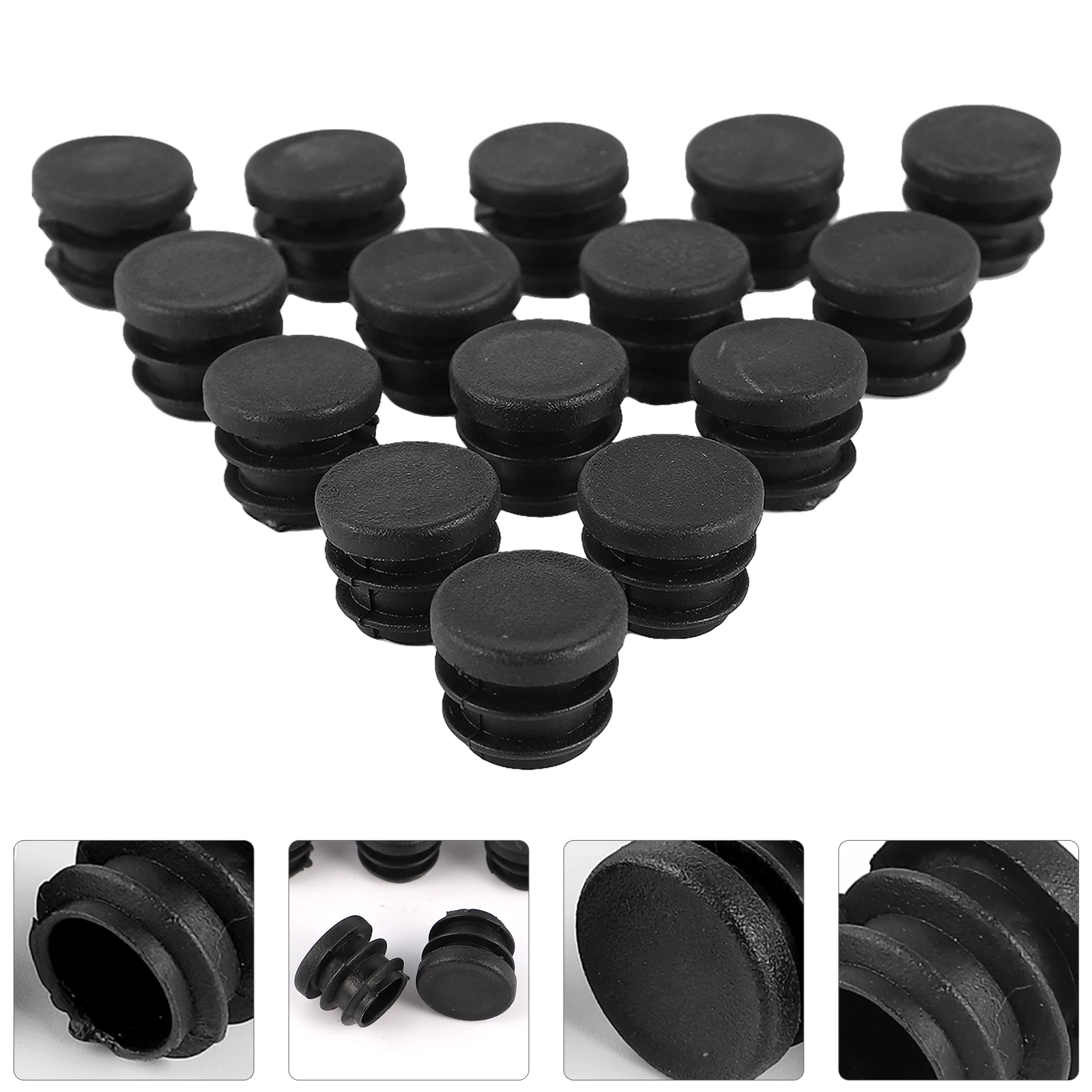 

100pcs 25Mm Round Plug Black Plastic Furniture Leg Cap End Tube Bung Noise Reducing Floor Protector Chair Foot Cover
