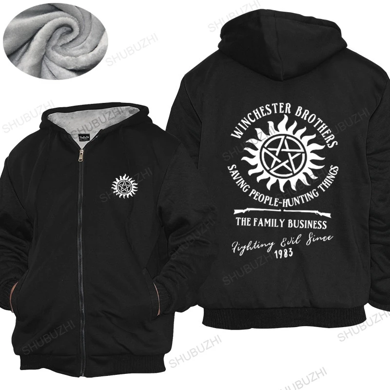 Abrigo cálido de invierno para hombre, tops sueltos, Supernatural Brothers hunun Things, Sudadera con capucha unisex de forro polar, Dean Sam Castiel