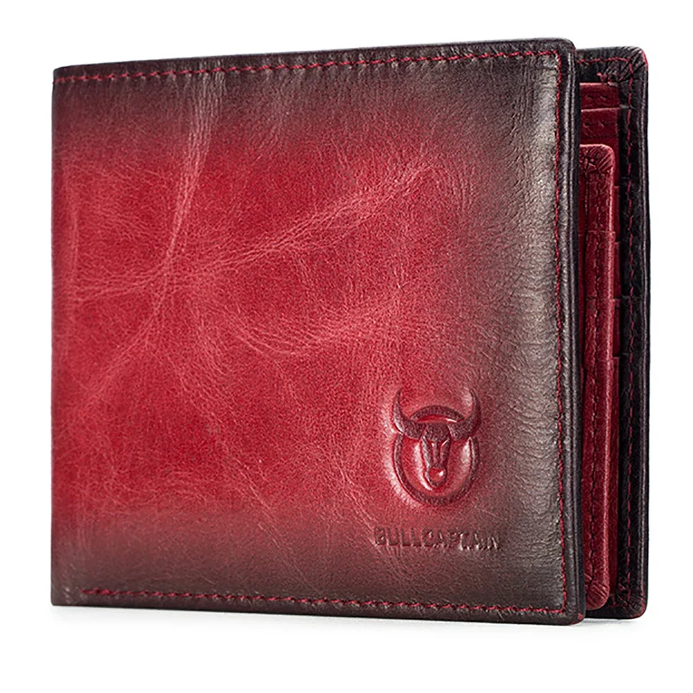 2026 New Wallet for Men Genuine Leather Retro RFID Blocking Slim Bifold Front Pocket Wallets Mens with 2 ID Window