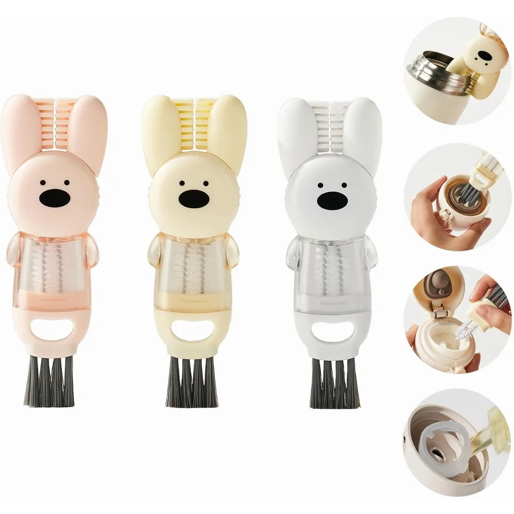 

3PCS 4-in-1 Cup Lid Cleaning Brush Set – Silicone/U-Brush/Gap/Pry Bar for Cups, Lids, Keyboards, Kitchen