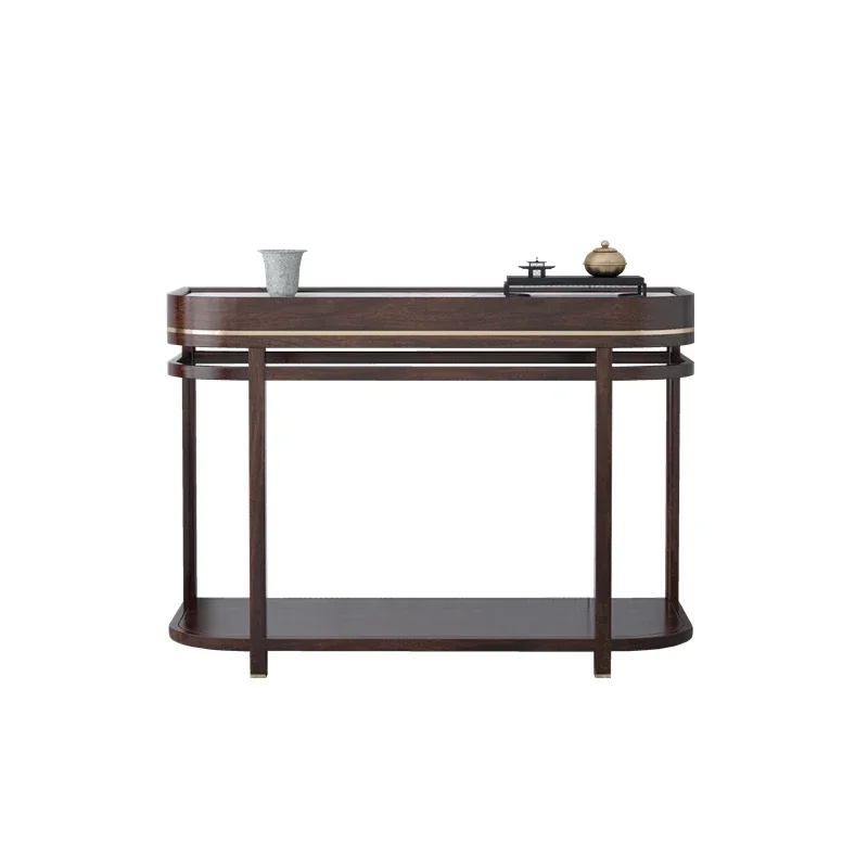 TLL Solid Wood Console Table a Long Narrow Table against the Wall Stone Plate Table Altar Side View Table