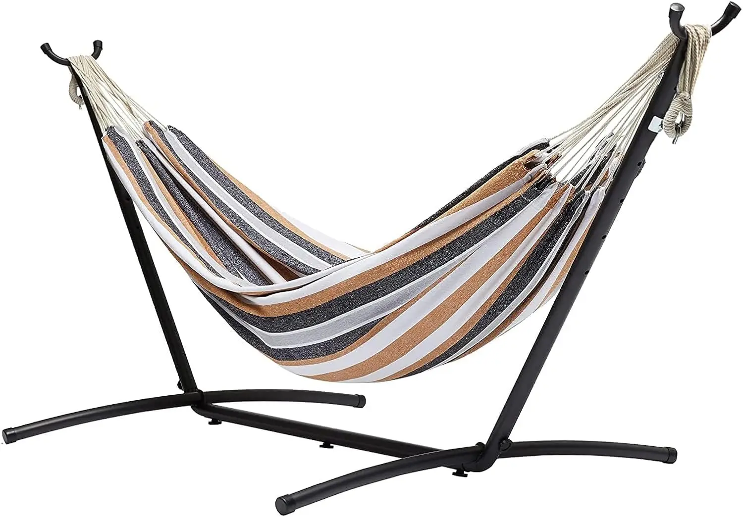 

Basics Double Hammock with 9-Foot Space Saving Steel Stand and Carrying Case, 470lb Capacity, Multicolor, 118 x 46 x 39 inches