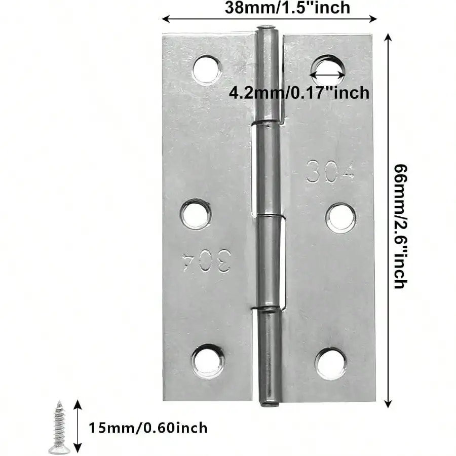12 Pack 3 Inch 304 Stainless Steel Butt Hinges – With Screws for Cabinet, Boxes, Gate, Drawer