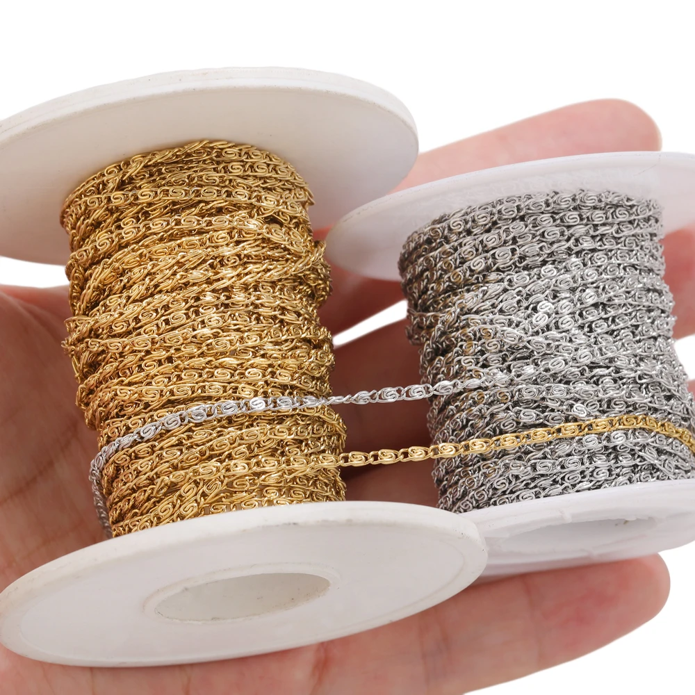 

2M 18KGold Stainless Steel Spiral Chain Bulk Material Supplies for DIY Necklaces Bracelets Jewelry Crafting Accessorie Wholesale