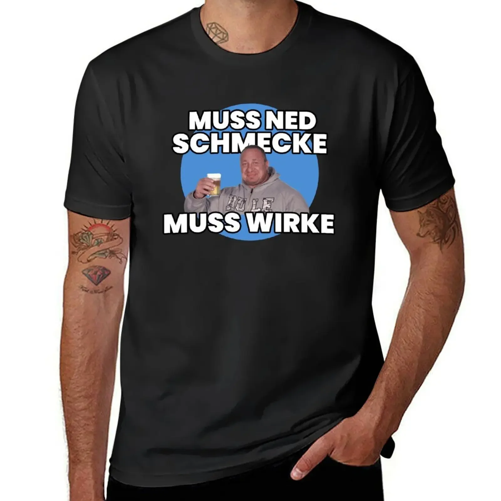 Markus Rühl Muss ned schmecke muss wirke Meme T-Shirt plus size clothes graphics quick drying slim fit t shirts for men