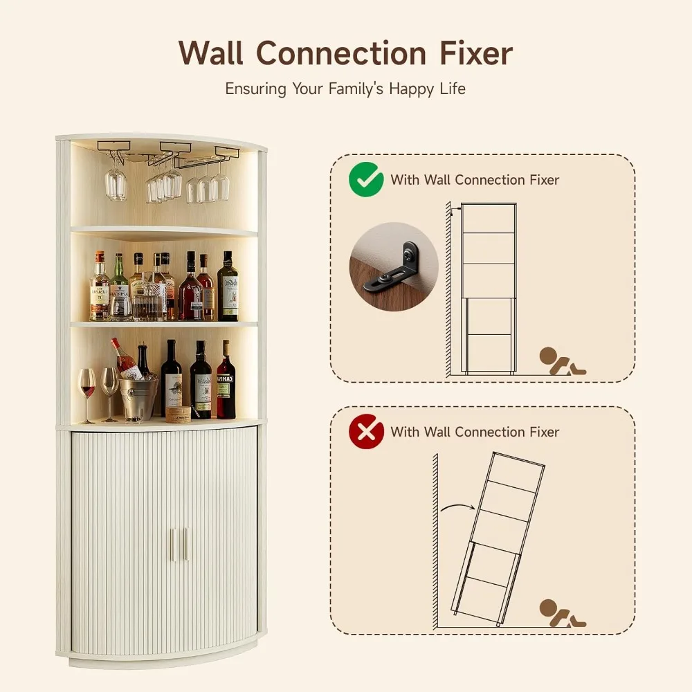 White LED Corner Bar Cabinet 4