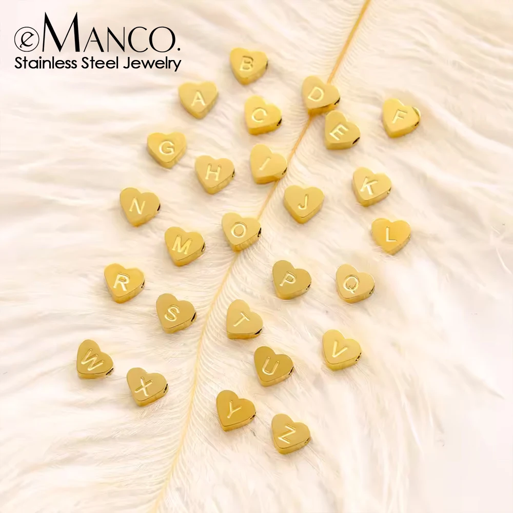 EMANCO Stainless Steel Initial Heart Pendant, Women's Fashion Jewelry, Can Be Made Into Necklace Bracelet Ankle 48-Hour Shipping