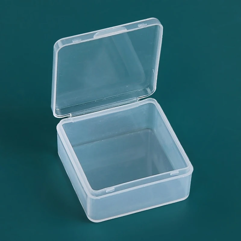 Caja de almacenamiento transparente de plástico, caja cuadrada para artículos pequeños, cajas de embalaje, contenedor de cuentas de joyería, organizador de artículos diversos