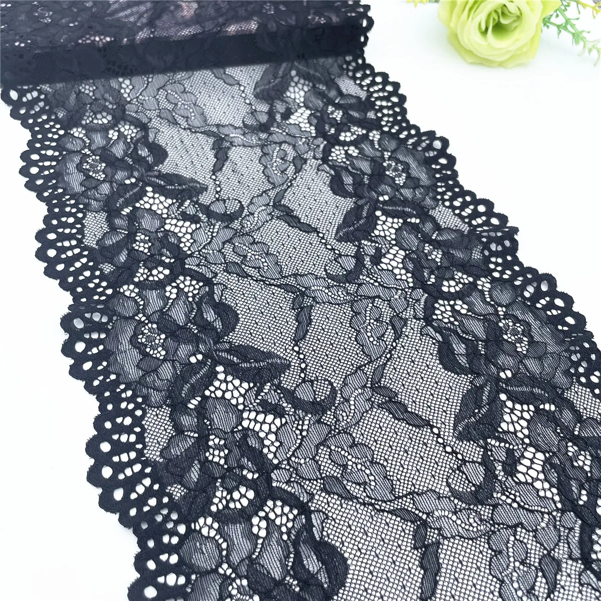 3y/Lot Width 8 7/8 in Black Elastic Stretch Lace Trim For Lingerie Sewing Craft DIY Apparel Fabric Garment Accessory Bjd