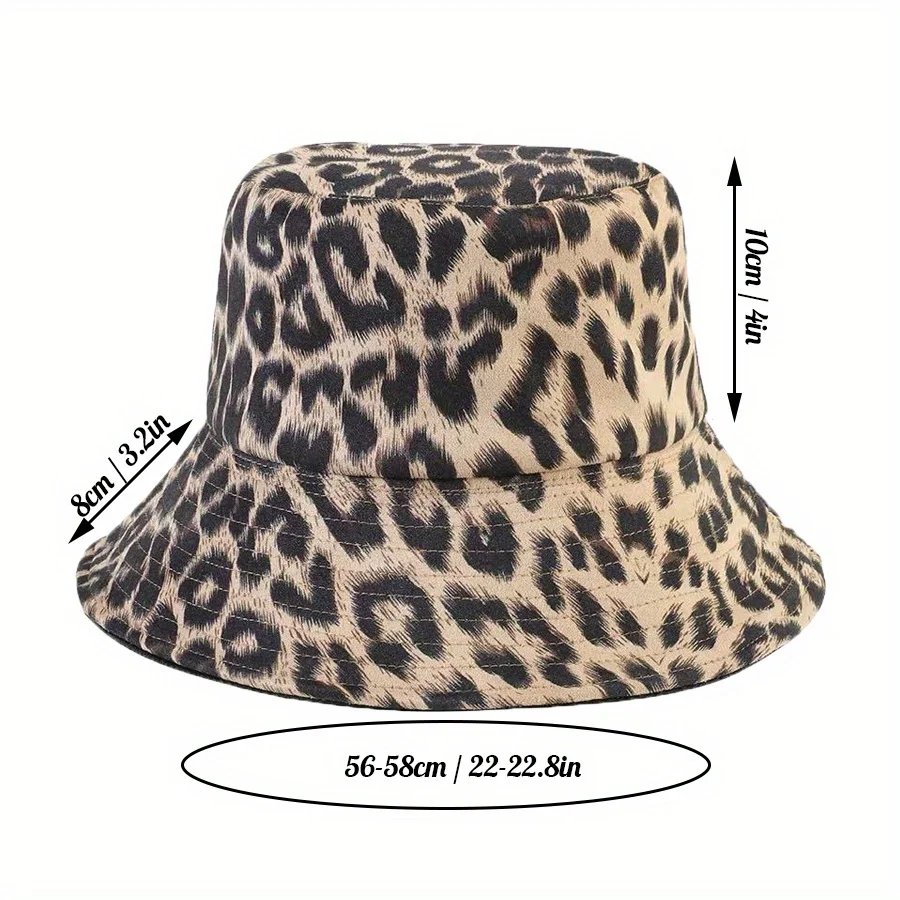 Sombrero de pescador Reversible con estampado de leopardo para hombre y mujer, gorro de pescador con protección solar, transpirable, para verano,