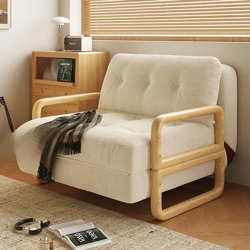 

Раскладной диван-кровать из массива дерева для гостиной, многофункциональный, с возможностью сидения и лежания, выдвижной.