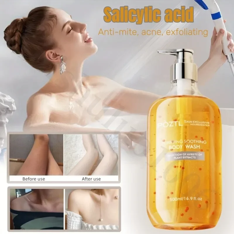 Salicylic Acid Shower Gel Back Acne Foam Rich Deep Cleaning, Suitable for Chicken Skin Nourishing Whitening Skin Shower Gel