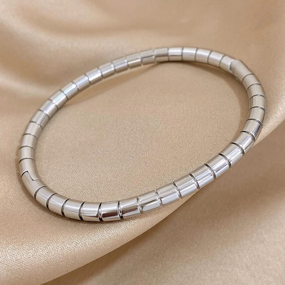 Greatera Creative Stainless Steel Snake Bone Bangles Bracelets for Women 18K Gold Plated Metal Bracelet Waterproof Jewelry 2023