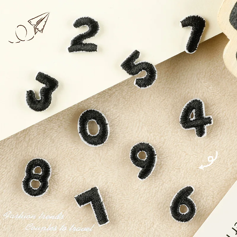 

Black 123 Number Patches Embroidery Patch Iron On Badge For Bag Clothing Accessories DIY Small Size Hot Selling Fabric