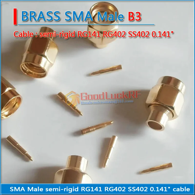 1X Pcs Connector SMA Male jack Solder for semi-rigid RG402 0.141\