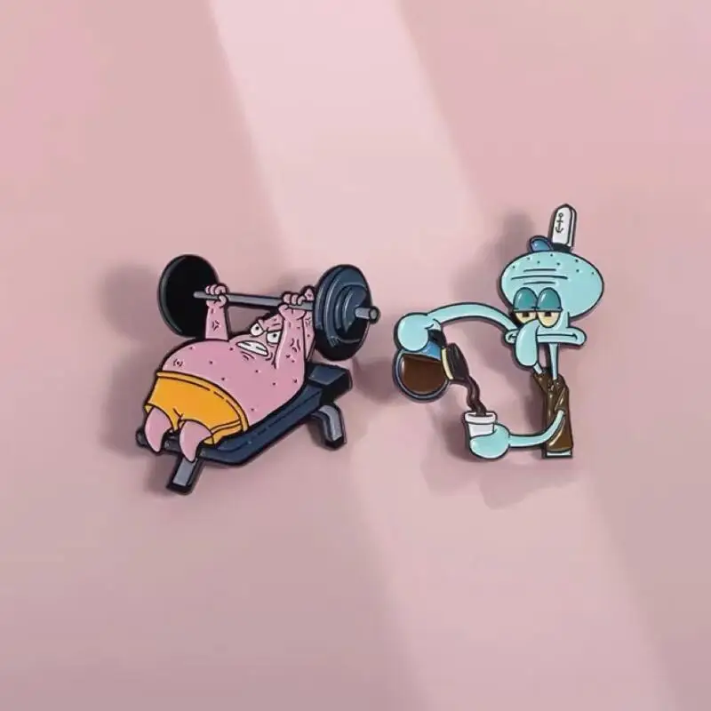 2025 Potdemiel سبونجبوب سكوير بانتس بروش اليابانية Kawaii باتريك ستار ظهره بروش الديكور الكرتون أنيمي شارة