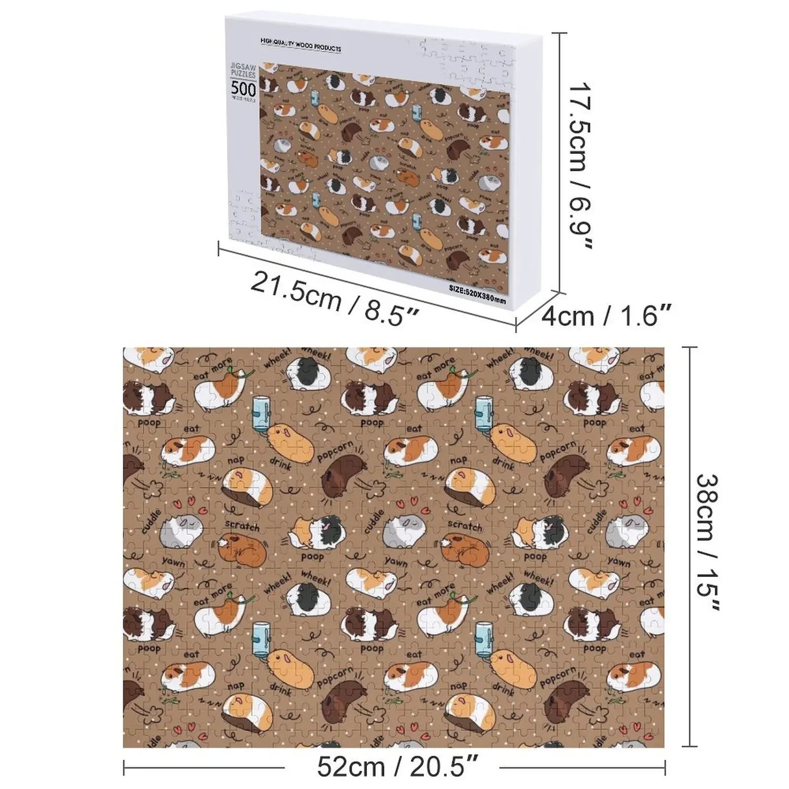 Cavia Dagelijks To-Do Lijst-Bruine Achtergrond Puzzel Iq Peuter Speelgoed Foto Hout Voor Volwassenen Puzzel