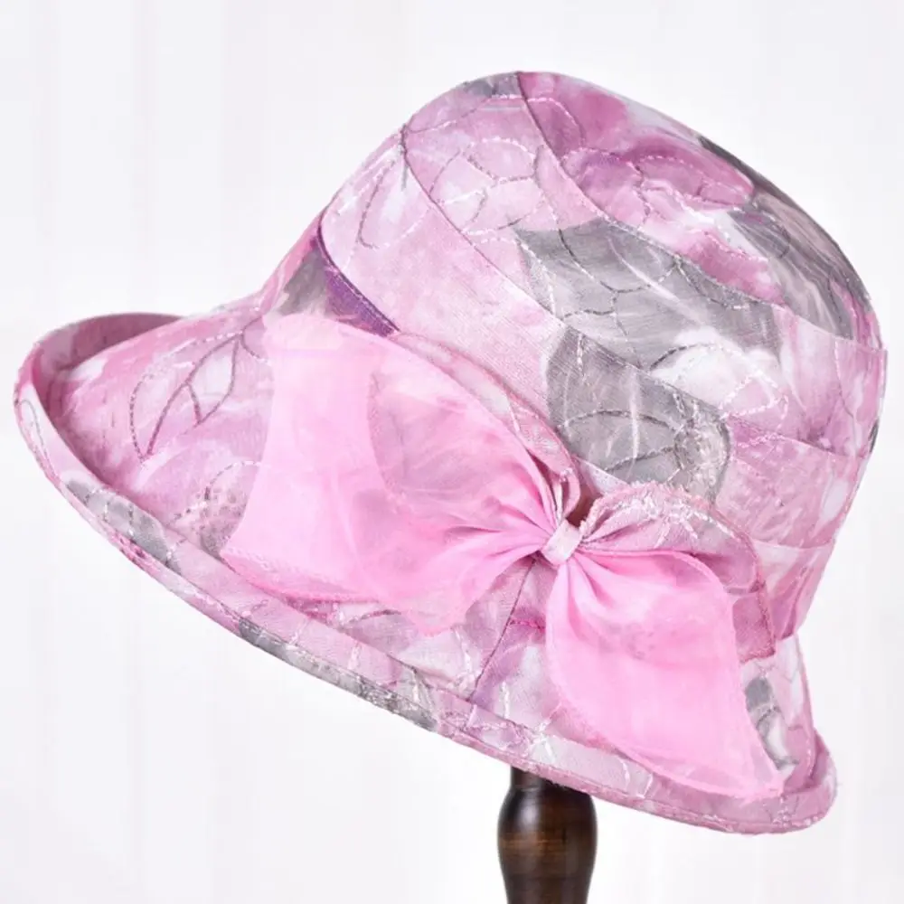 Trendy Bow Design Women's Sun Hat UV Protection Breathable Beach Hat Lightweight Wide Brim Bucket Hat Summer Outdoor