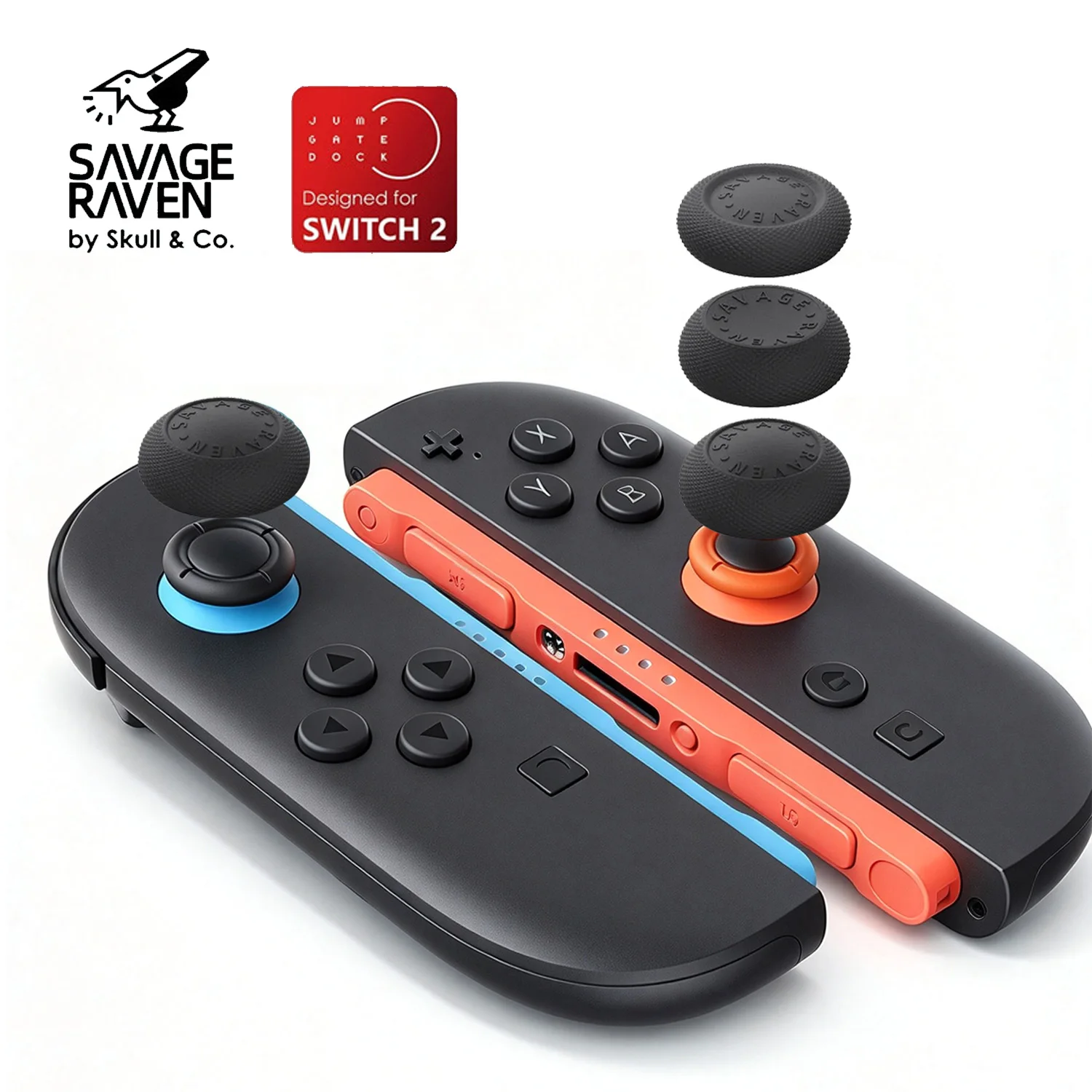 Savage Raven Skull & Co 6PCS Thumb Grip FPS CQC Silicone Cover for Nintendo Switch 2 JoyCon Anti-slip Game Gaming Accessories
