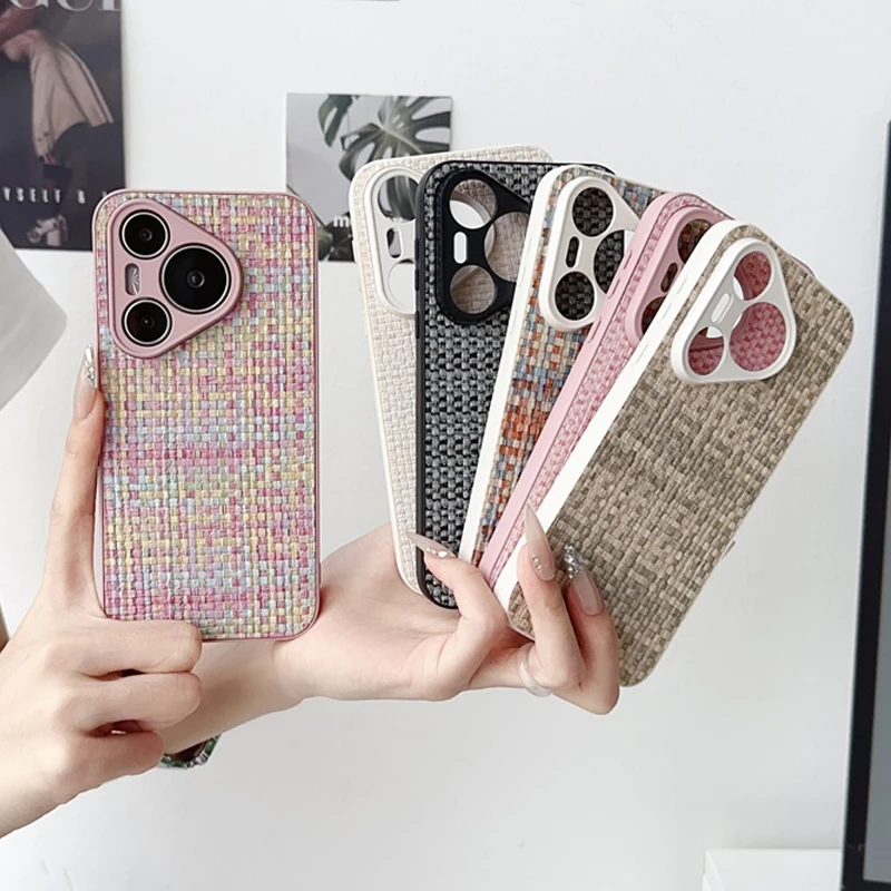 Fashion Woven Textured Phone Case For Huawei Mate 30 50 P30 P40 P50 P60 Nova 10 11 Pro Nova 10 SE Protective Shockproof Cover 