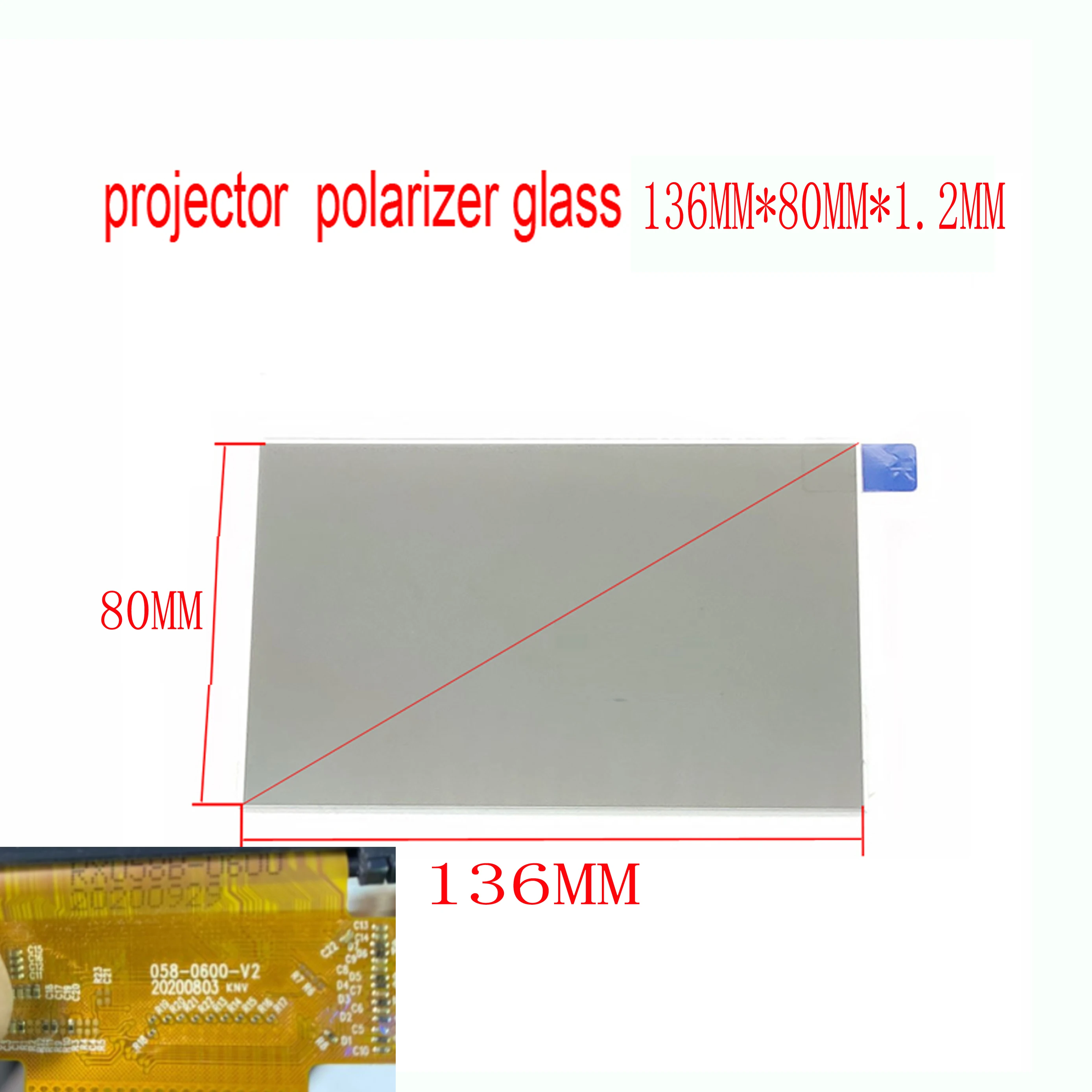 

thermal-isolating polarizer glass 136*80*1.2mm for 5.8 inch lcd PN 058-0600-v2 projector repair BYINTEK K25