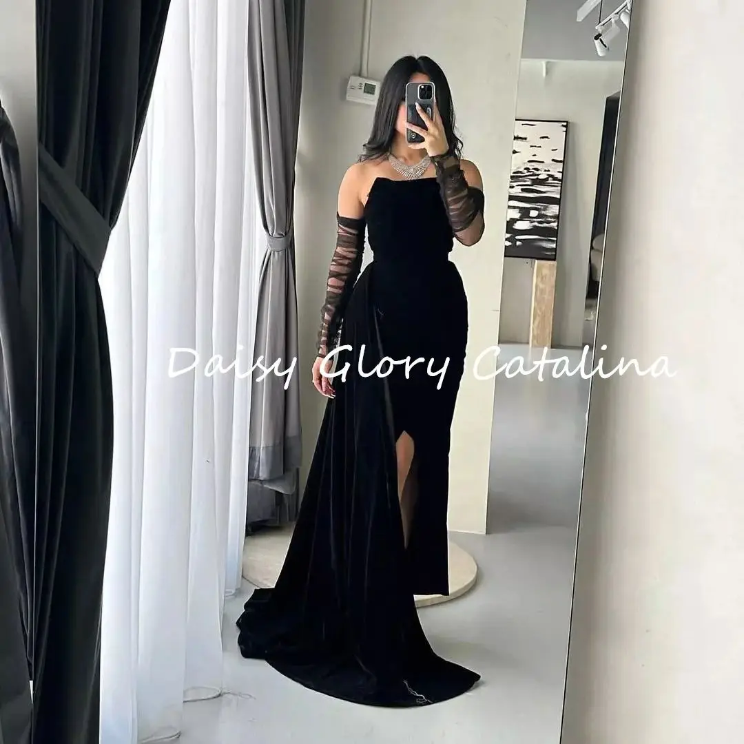 

New Black Elegant Prom Dresses Sleeveless Evening Party Gown for Woman Strapless Floor-Length Formal Occasion Wedding Dress 2024