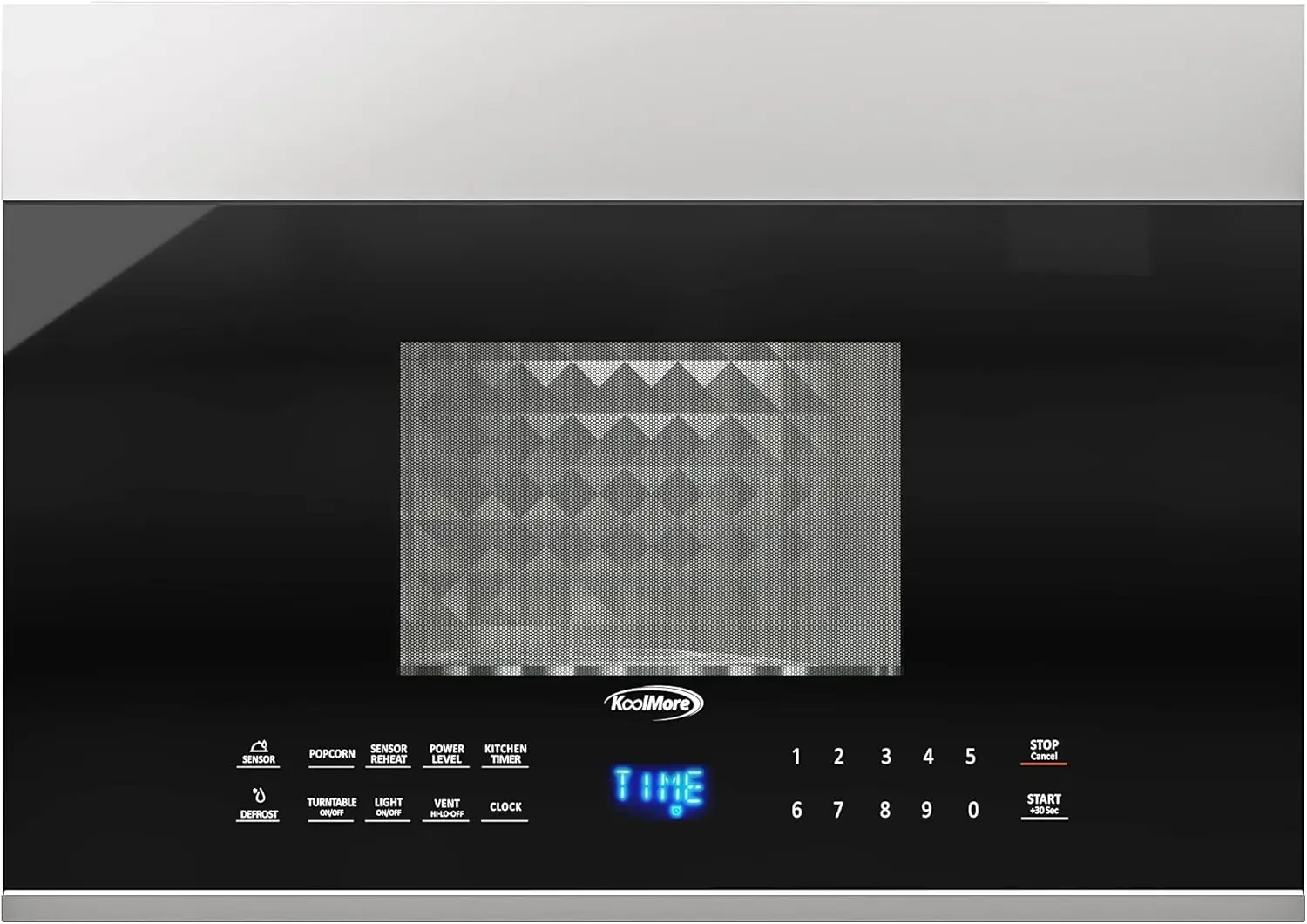 KM-MOT-OP1SS 24 inch Over The Range Stainless Steel Microwave, 300 CFM Vent Hood Function cu.ft, 24 in/1.3 Cu. Ft, Blac