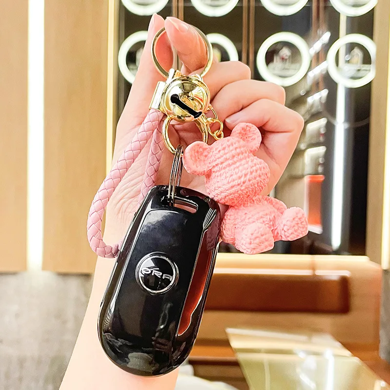 miniso ぬいぐるみのクマのキーホルダー、車のペンダント、高級感があり、絶妙でキュートなカップルバッグペンダント、小さなギフト