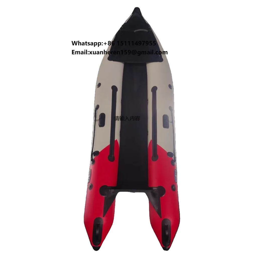 430cm 14' High-Pressure Air Deck Floor Inflatable Kaboat 4-Person Inflatable Kayak Transom Durable Kayak for Paddling Adventures