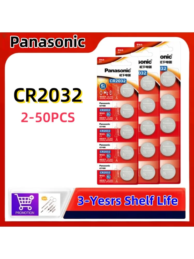 2-50 szt. Oryginalna bateria litowa Panasonic CR2032 3V ECR2032 CR 2032 do zegarków sterujących, płyt głównych, wag, przycisków, baterii pastylkowych — zdjęcie produktu 7